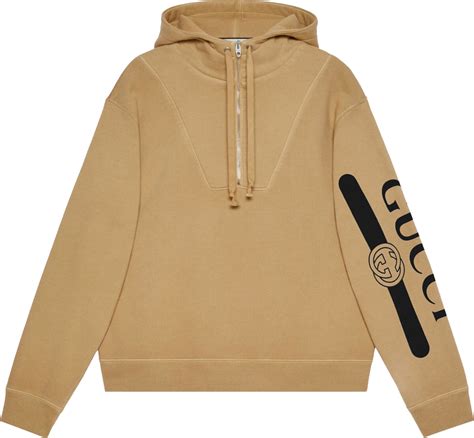 gucci hoodie zip up|gucci trim tan hoodie sweatshirt.